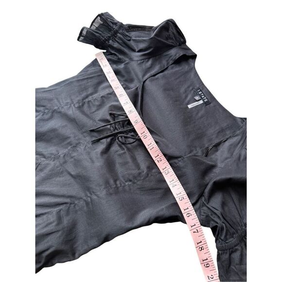 1.STATE Women's Puff Sleeve Cinched Front Sweetheart Top In Black - Picture 12 of 13